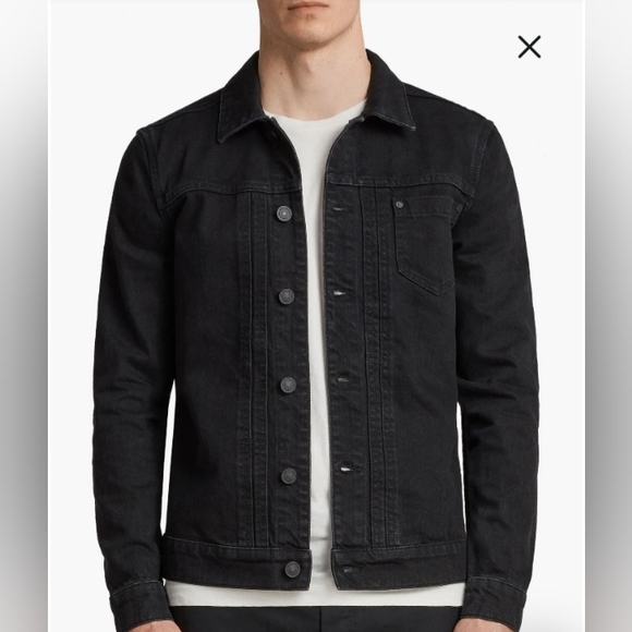 All saints black demin jacket - Picture 1 of 15